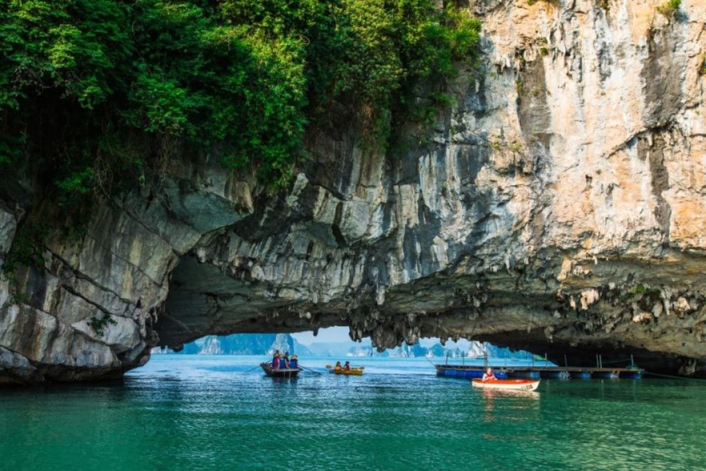 Caves and lagoons in Halong Bay